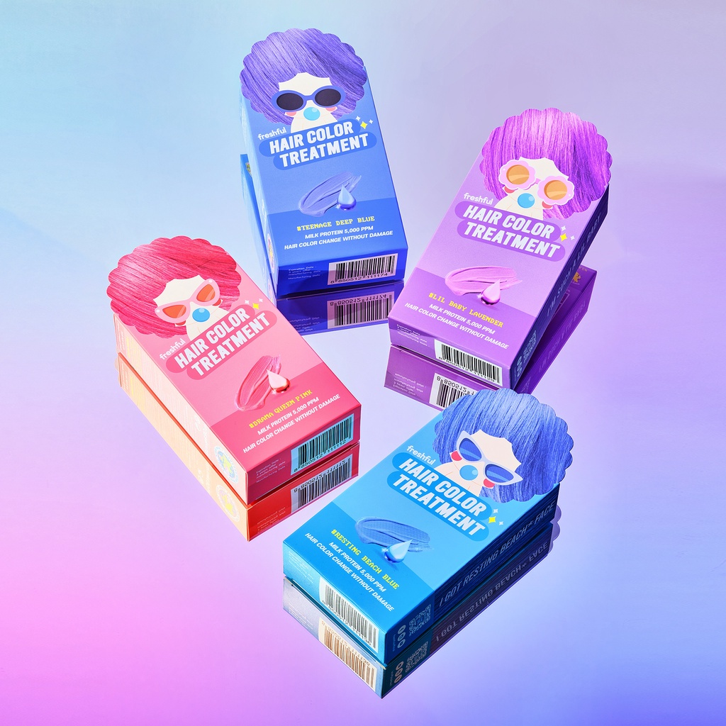 Freshful, Hair Color Treatment, Freshful Hair Color Treatment #Teenage Deep Blue, Freshful ยาย้อมผม, Freshful ย้อมผม, Freshful รีวิว, เปลี่ยนสีผม, ยาย้อมผม